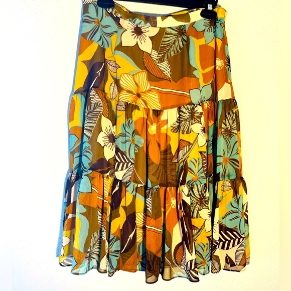 NICOLE by NICOLE MILLER Skirt Peasant Boho Chiffon Floral  Multi-Colored 8 - Picture 1 of 6